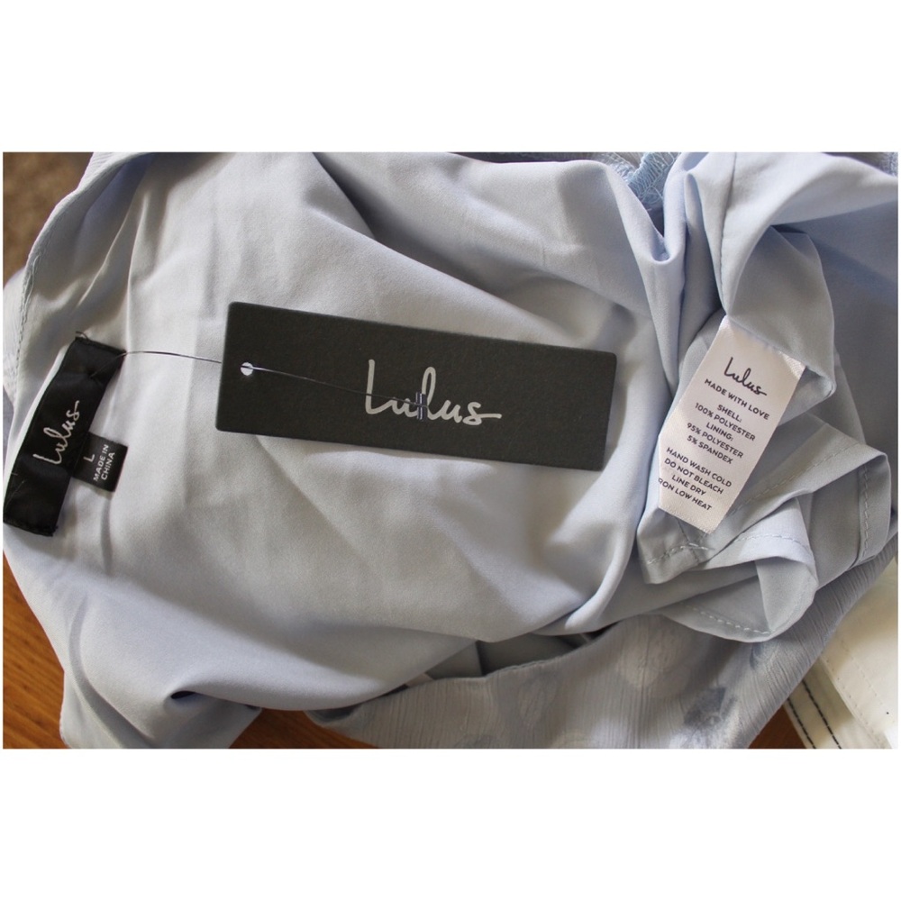 Lulus NWT Stay Lovely Dusty Blue Floral Jacquard Satin One-Shoulder Top Large - Picture 10 of 10